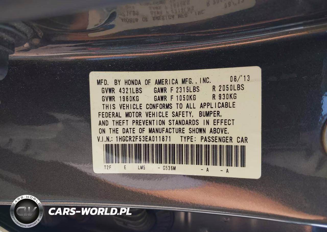 2014 Honda Accord Sport VIN:1HGCR2F53EA011871 - 9