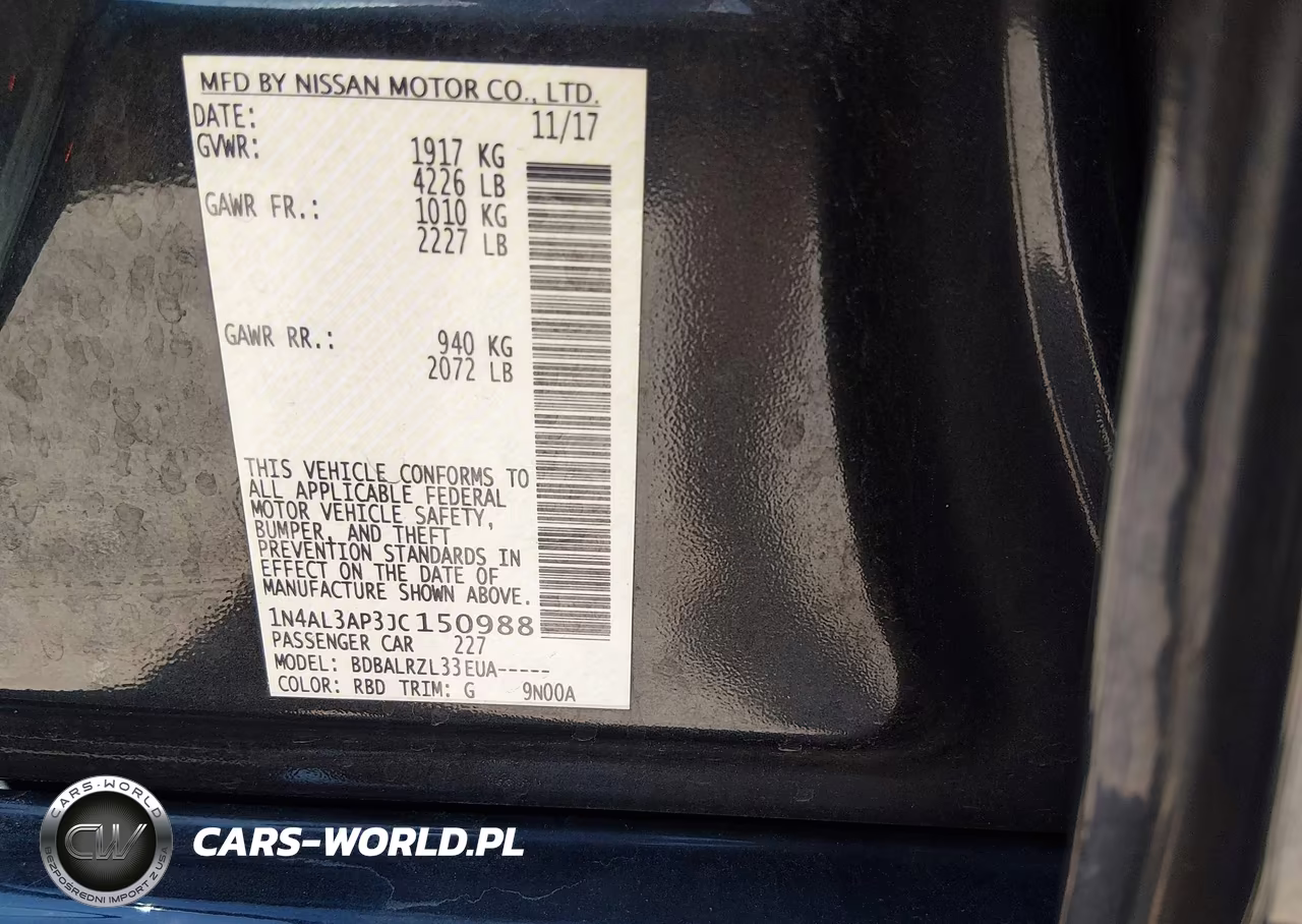 2018 Nissan Altima 2.5 Sl VIN:1N4AL3AP3JC150988 - 9