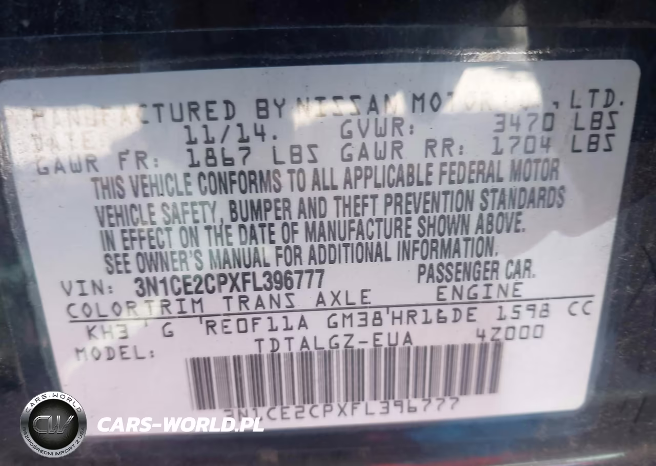 2015 Nissan Versa Note Sr VIN:3N1CE2CPXFL396777 - 9