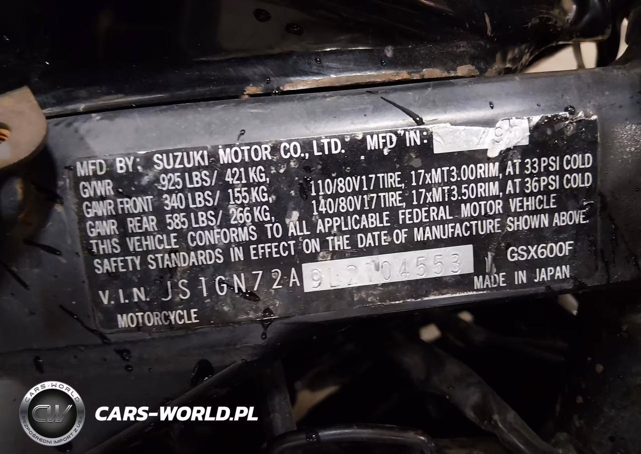 1990 Suzuki Gsx600 F VIN:JS1GN72A9L2104553 - 10