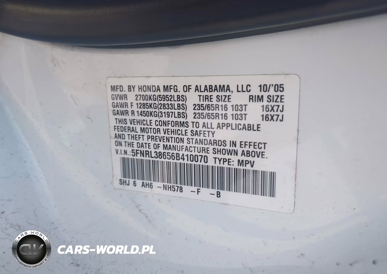 2006 Honda Odyssey Ex-L VIN:5FNRL38656B410070 - 9