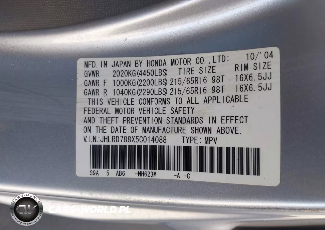 2005 Honda Cr-V Ex VIN:JHLRD788X5C014088 - 9