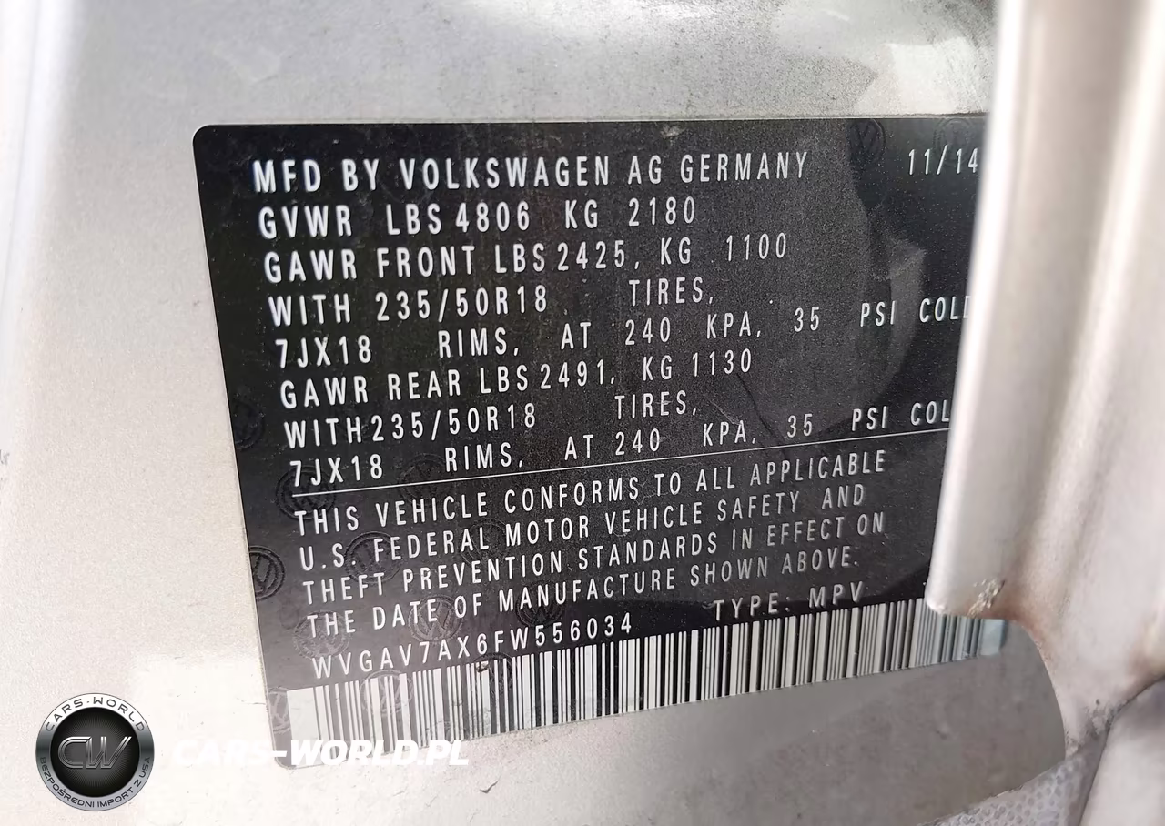 2015 Volkswagen Tiguan Sel VIN:WVGAV7AX6FW556034 - 9