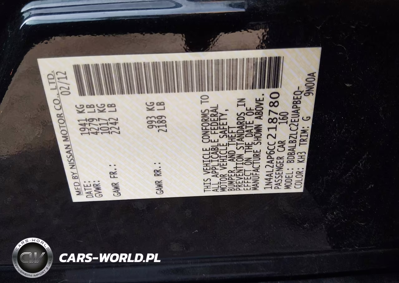 2012 Nissan Altima 2.5 S VIN:1N4AL2AP6CC218780 - 9