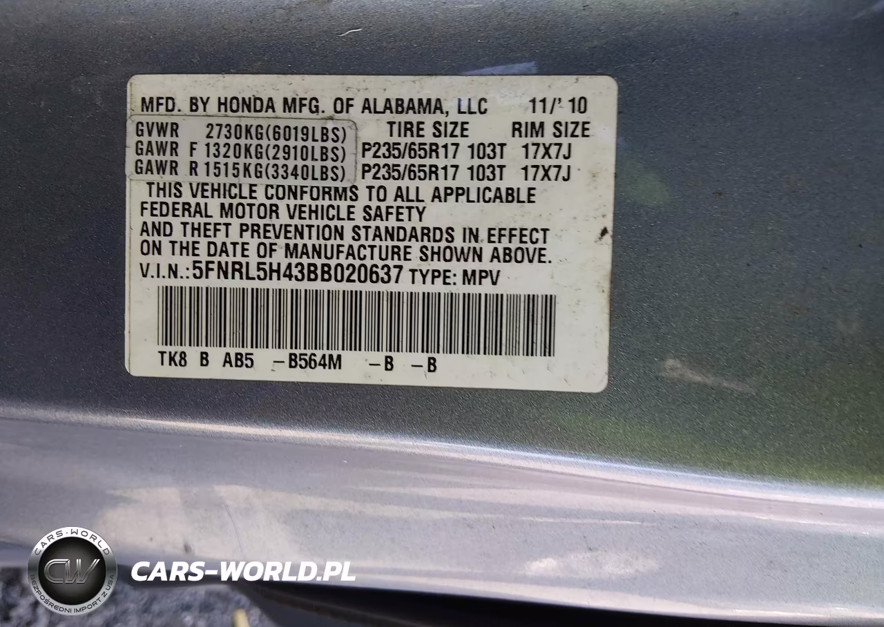 2011 Honda Odyssey Ex VIN:5FNRL5H43BB020637 - 9