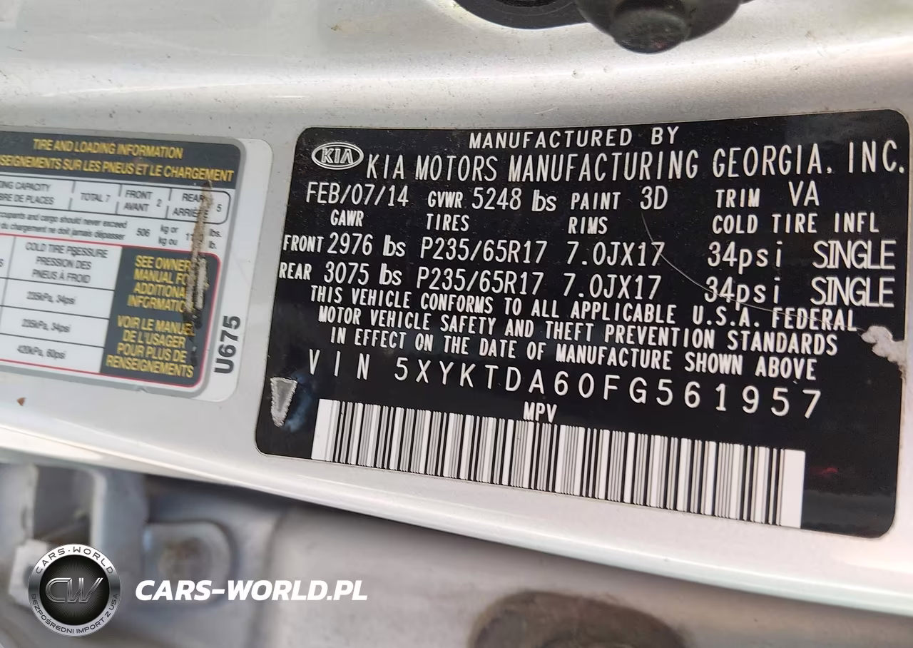 2015 Kia Sorento Lx VIN:5XYKTDA60FG561957 - 9