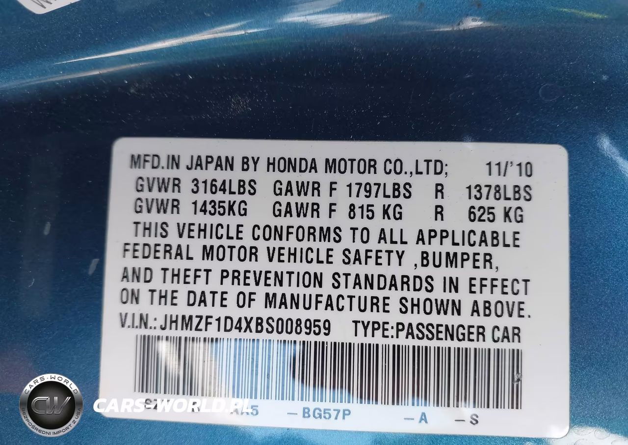 2011 Honda Cr-Z VIN:JHMZF1D4XBS008959 - 9