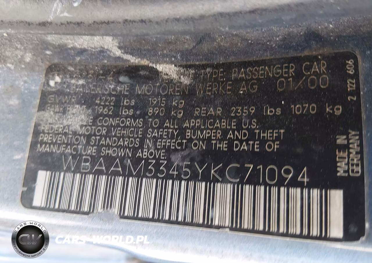 2000 BMW 323I VIN:WBAAM3345YKC71094 - 9