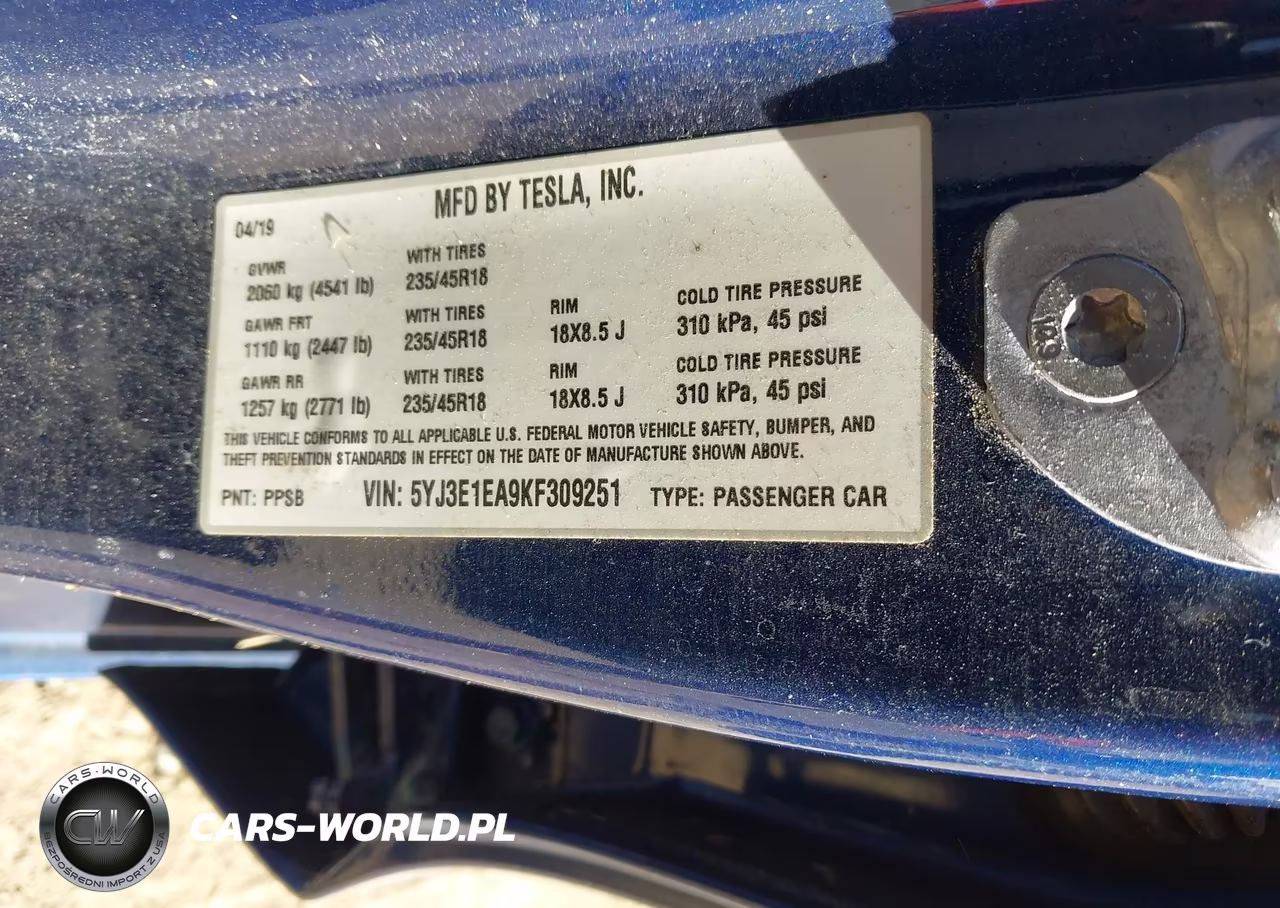 2019 Tesla Model 3 Long Range-Mid Range-Standard Range-Standard Range Plus VIN:5YJ3E1EA9KF309251 - 9