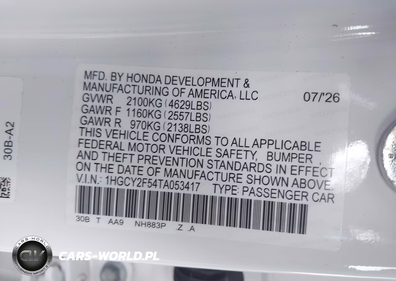 2026 Honda Accord Hybrid Sport VIN:1HGCY2F54TA053417 - 9