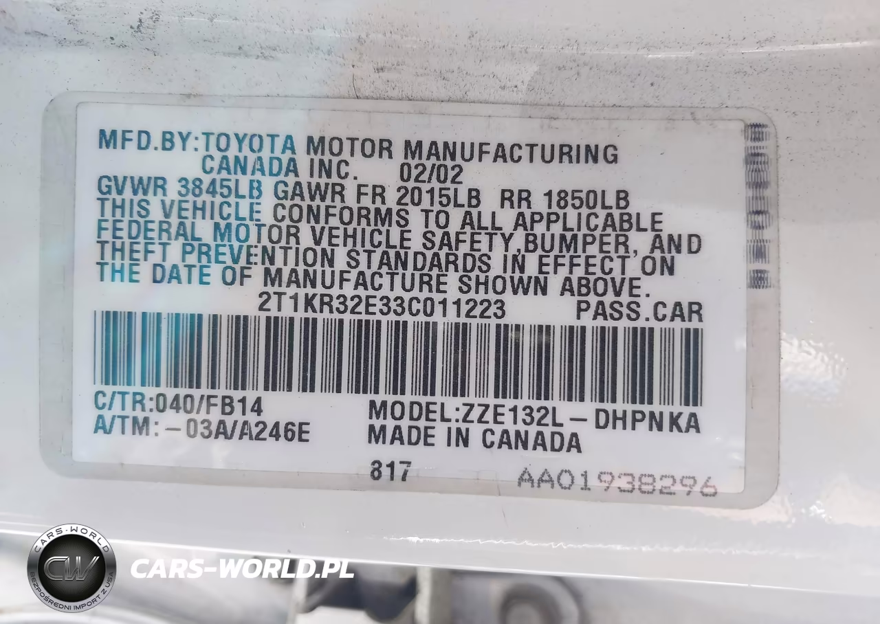 2003 Toyota Matrix Xr VIN:2T1KR32E33C011223 - 9