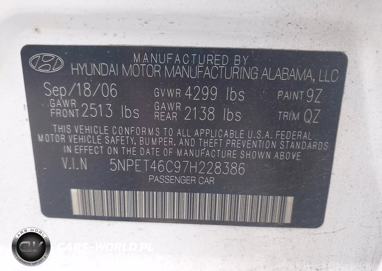 2007 Hyundai Sonata Gls VIN:5NPET46C97H228386 - 9