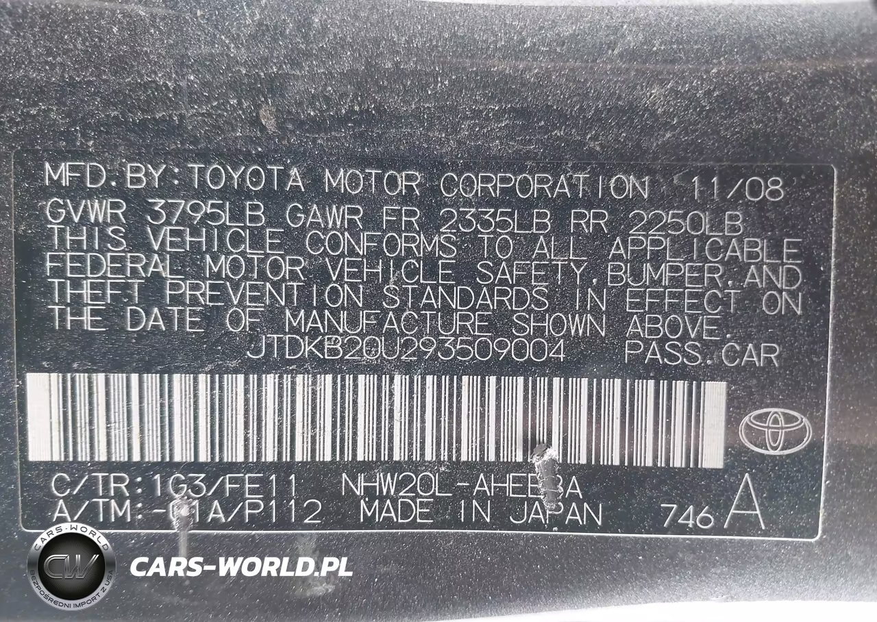 2009 Toyota Prius Standard VIN:JTDKB20U293509004 - 9