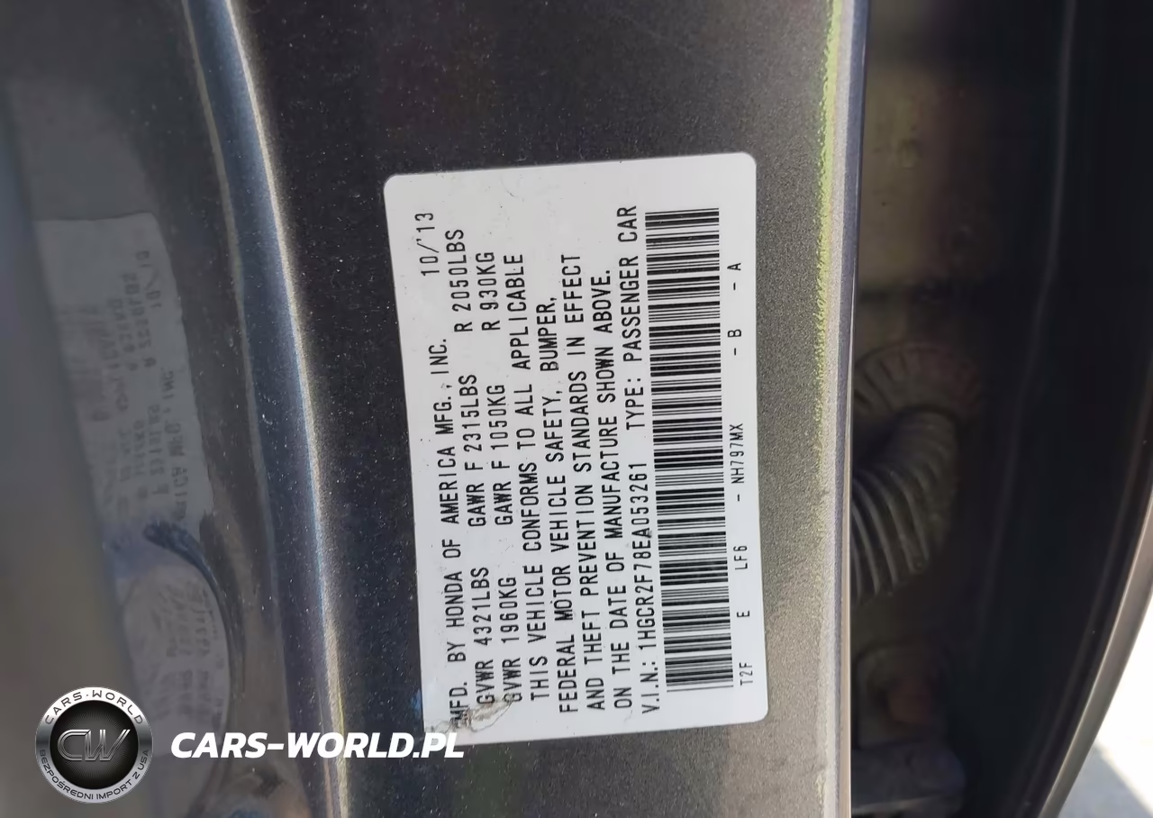 2014 Honda Accord Ex VIN:1HGCR2F78EA053261 - 9