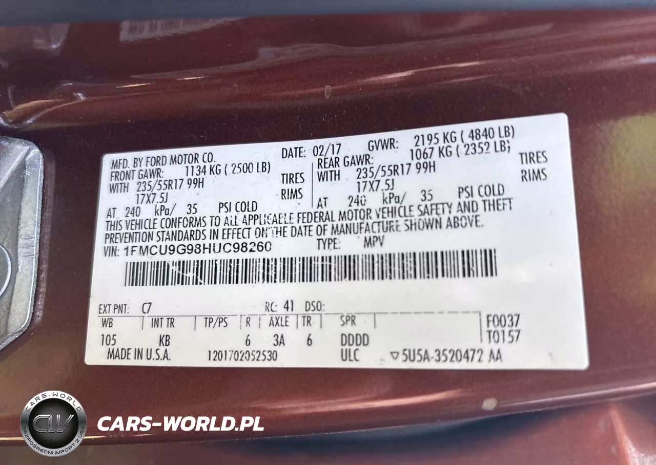 2017 Ford Escape Se VIN:1FMCU9G98HUC98260 - 9