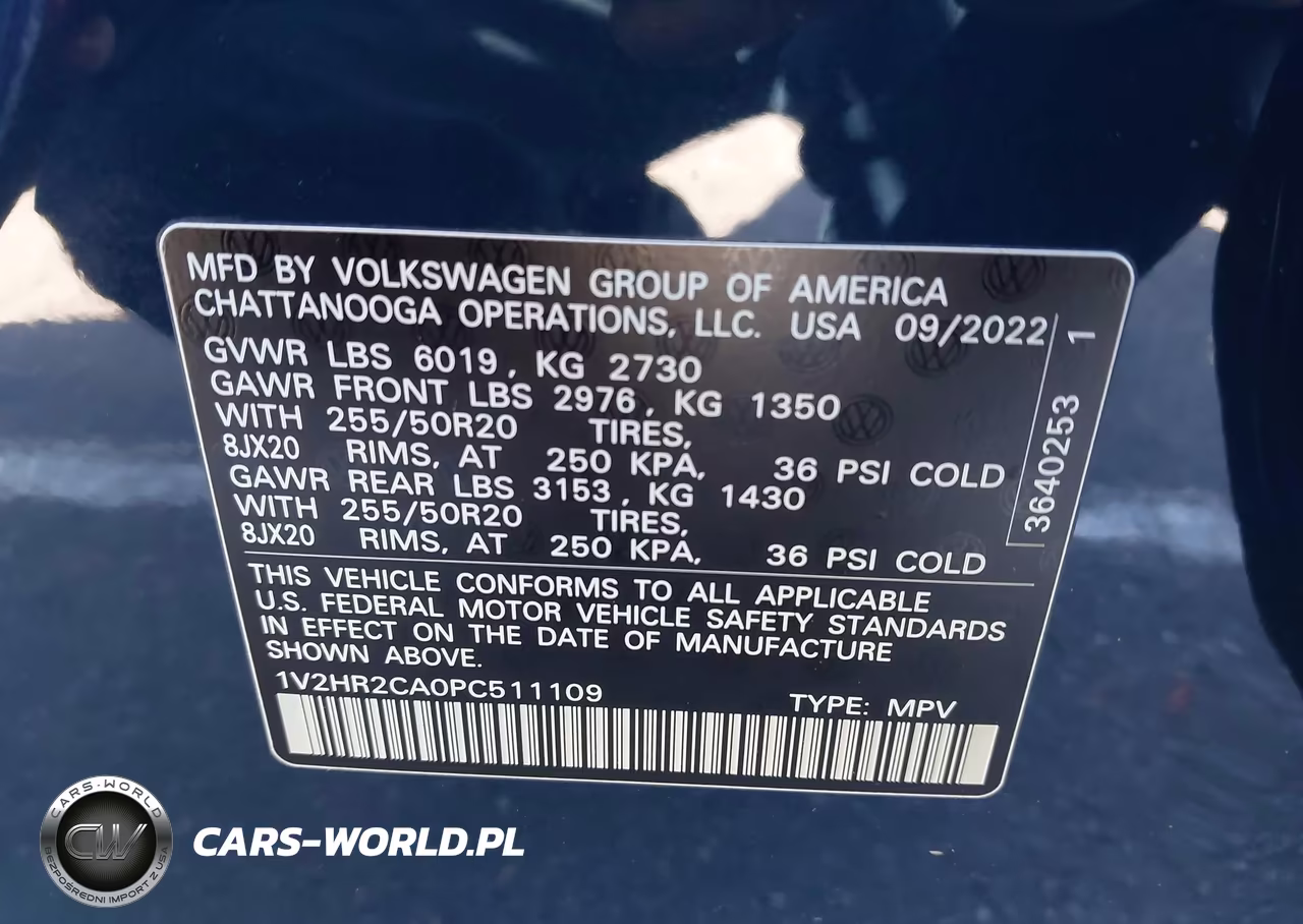 2023 Volkswagen Atlas 3.6L V6 Se W-Technology VIN:1V2HR2CA0PC511109 - 9