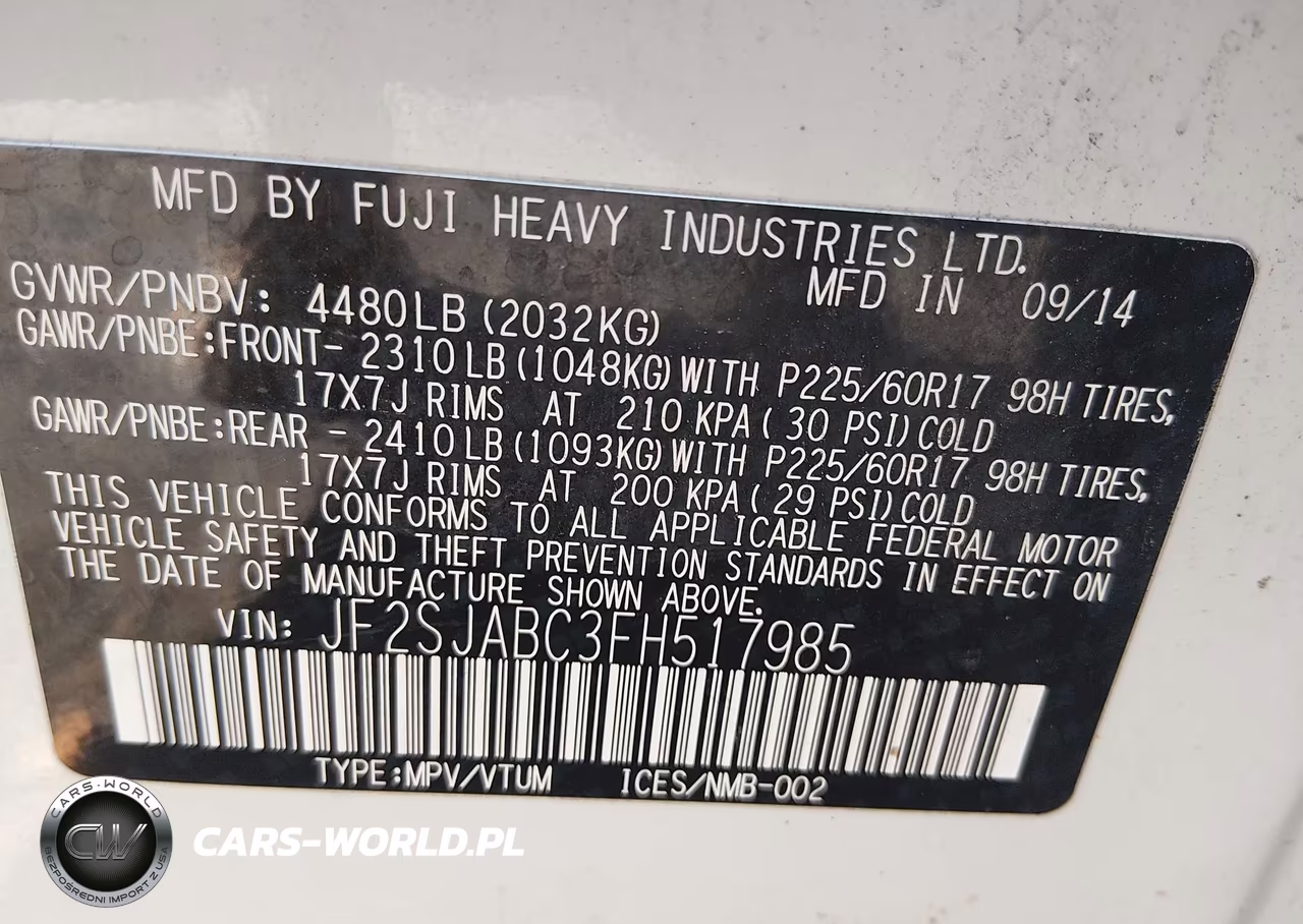 2015 Subaru Forester 2.5I VIN:JF2SJABC3FH517985 - 9