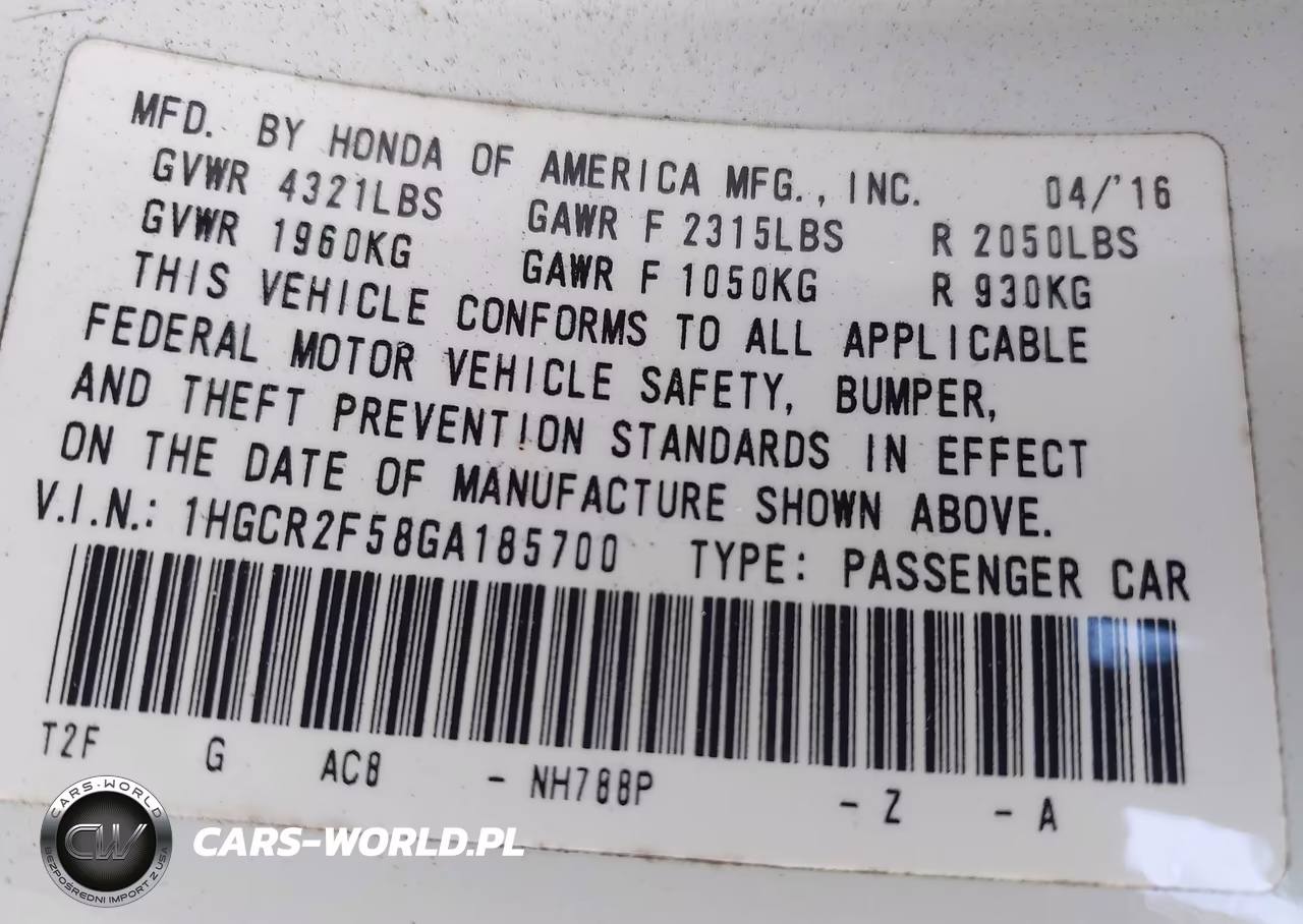 2016 Honda Accord Sport VIN:1HGCR2F58GA185700 - 9