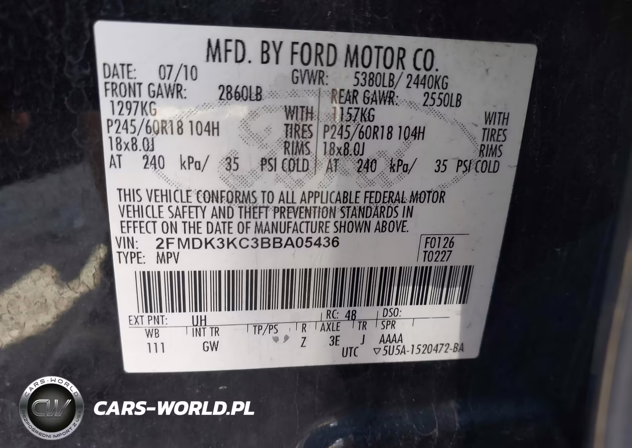 2011 Ford Edge Limited VIN:2FMDK3KC3BBA05436 - 9