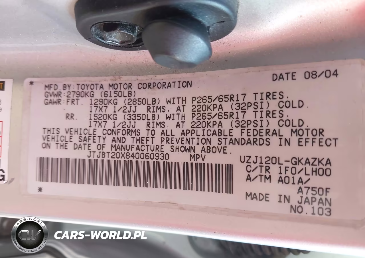 2004 Lexus Gx 470 VIN:JTJBT20X840060930 - 9