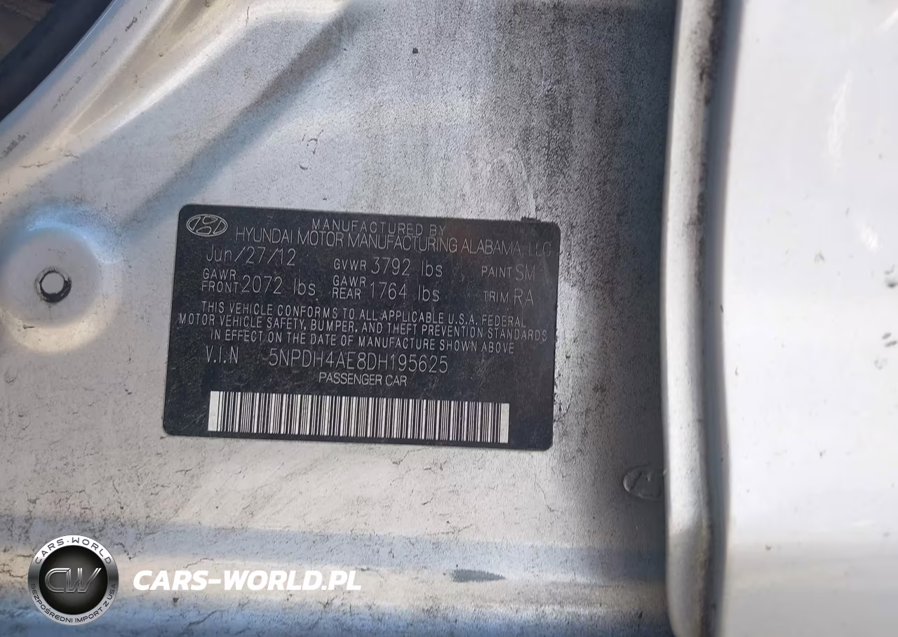 2013 Hyundai Elantra Gls VIN:5NPDH4AE8DH195625 - 9