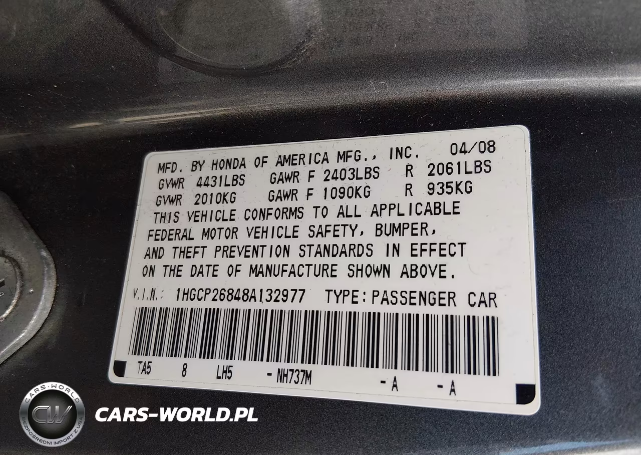 2008 Honda Accord 2.4 Ex-L VIN:1HGCP26848A132977 - 9