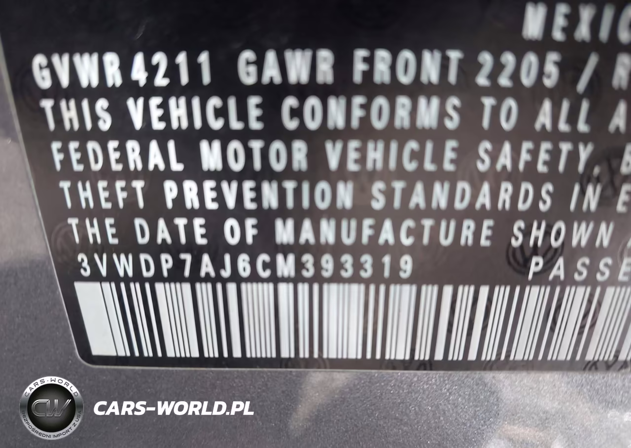 2012 Volkswagen Jetta 2.5L Se VIN:3VWDP7AJ6CM393319 - 9