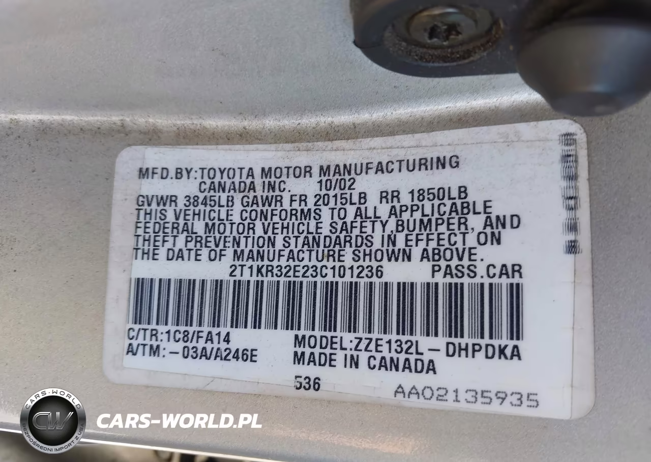 2003 Toyota Matrix Standard VIN:2T1KR32E23C101236 - 9
