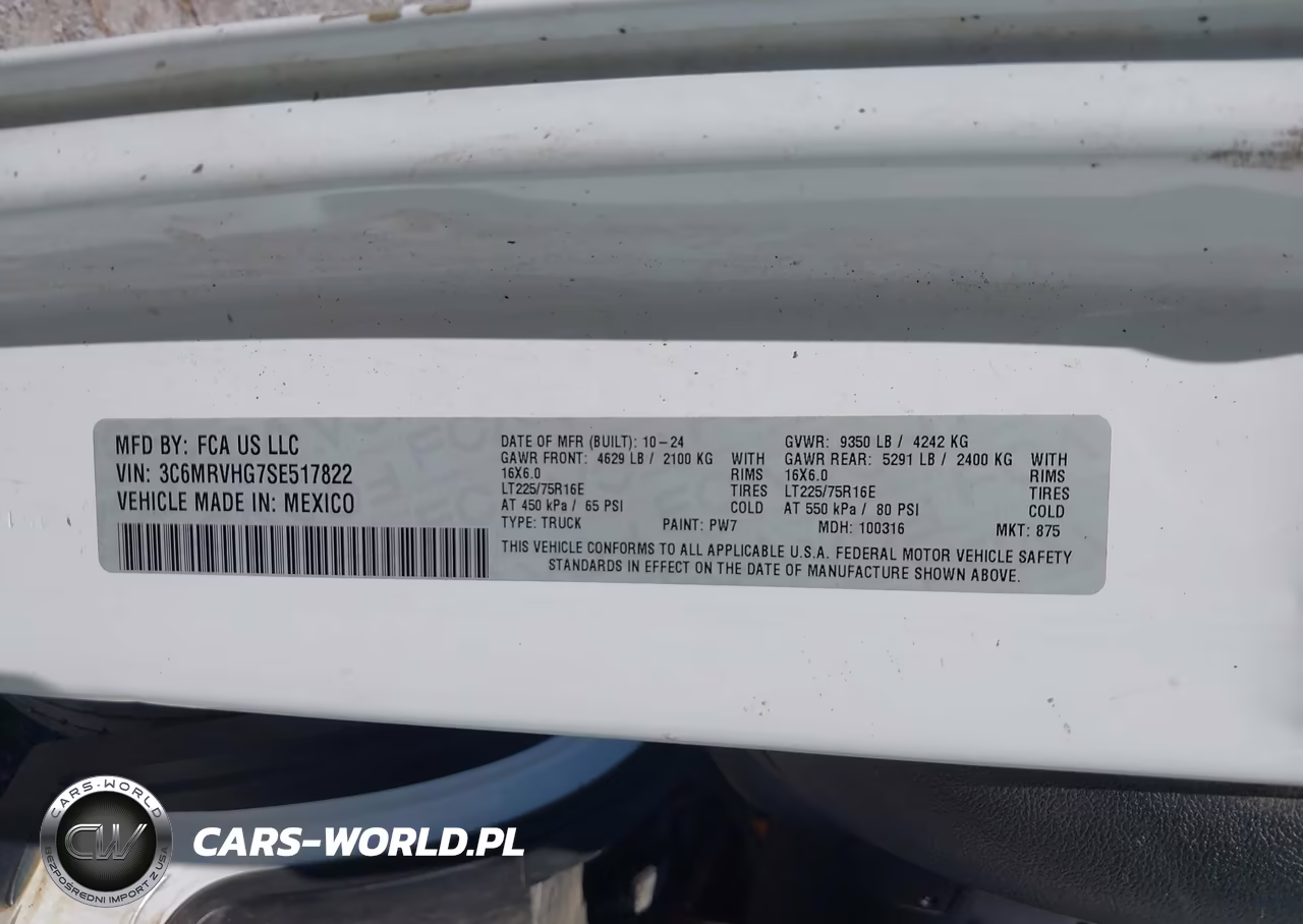 2025 Ram Promaster 3500 Tradesman High Roof 159 Wb W-Pass Seat VIN:3C6MRVHG7SE517822 - 9