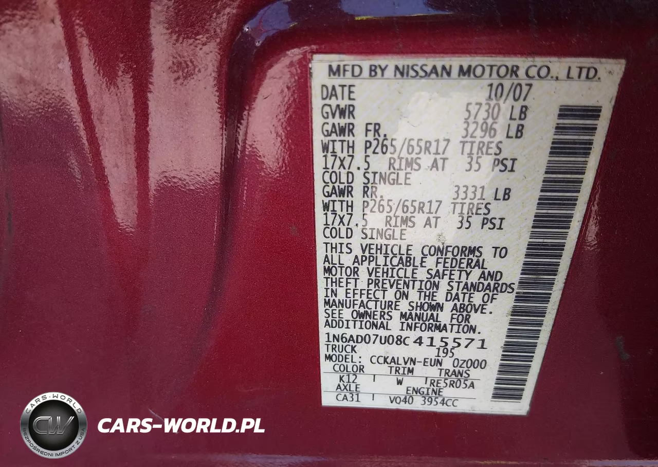 2008 Nissan Frontier Le VIN:1N6AD07U08C415571 - 9