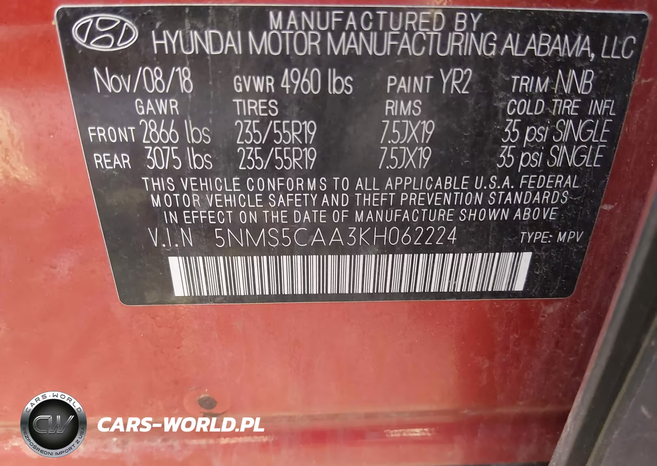2019 Hyundai Santa Fe Ultimate 2.0T VIN:5NMS5CAA3KH062224 - 9