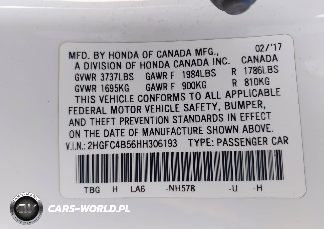 2017 Honda Civic Lx VIN:2HGFC4B56HH306193 - 9