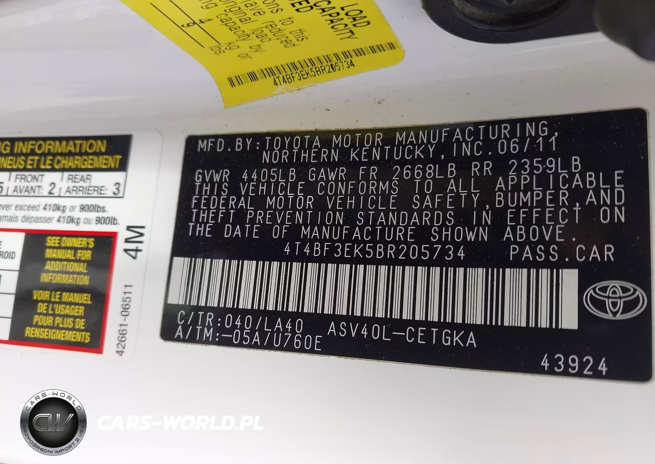 2011 Toyota Camry Xle VIN:4T4BF3EK5BR205734 - 9