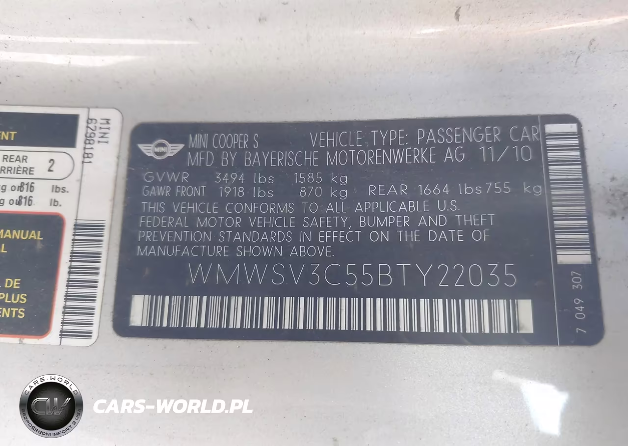 2011 Mini Cooper S VIN:WMWSV3C55BTY22035 - 9