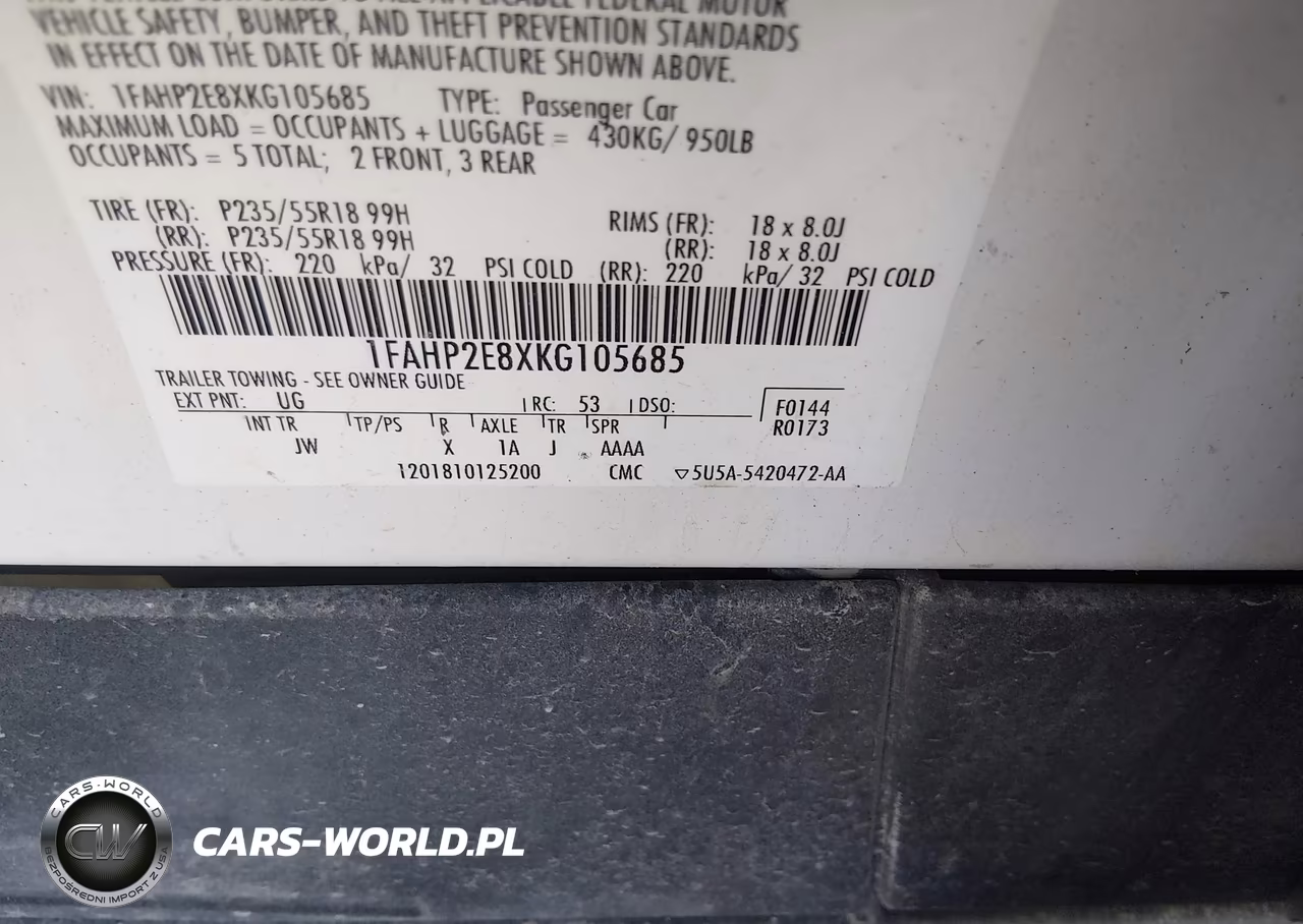 2019 Ford Taurus Sel VIN:1FAHP2E8XKG105685 - 9
