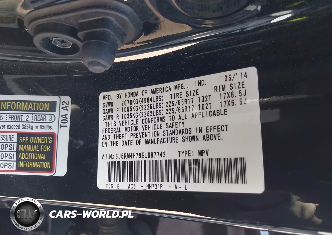 2014 Honda Cr-V Ex-L VIN:5J6RM4H79EL087742 - 9