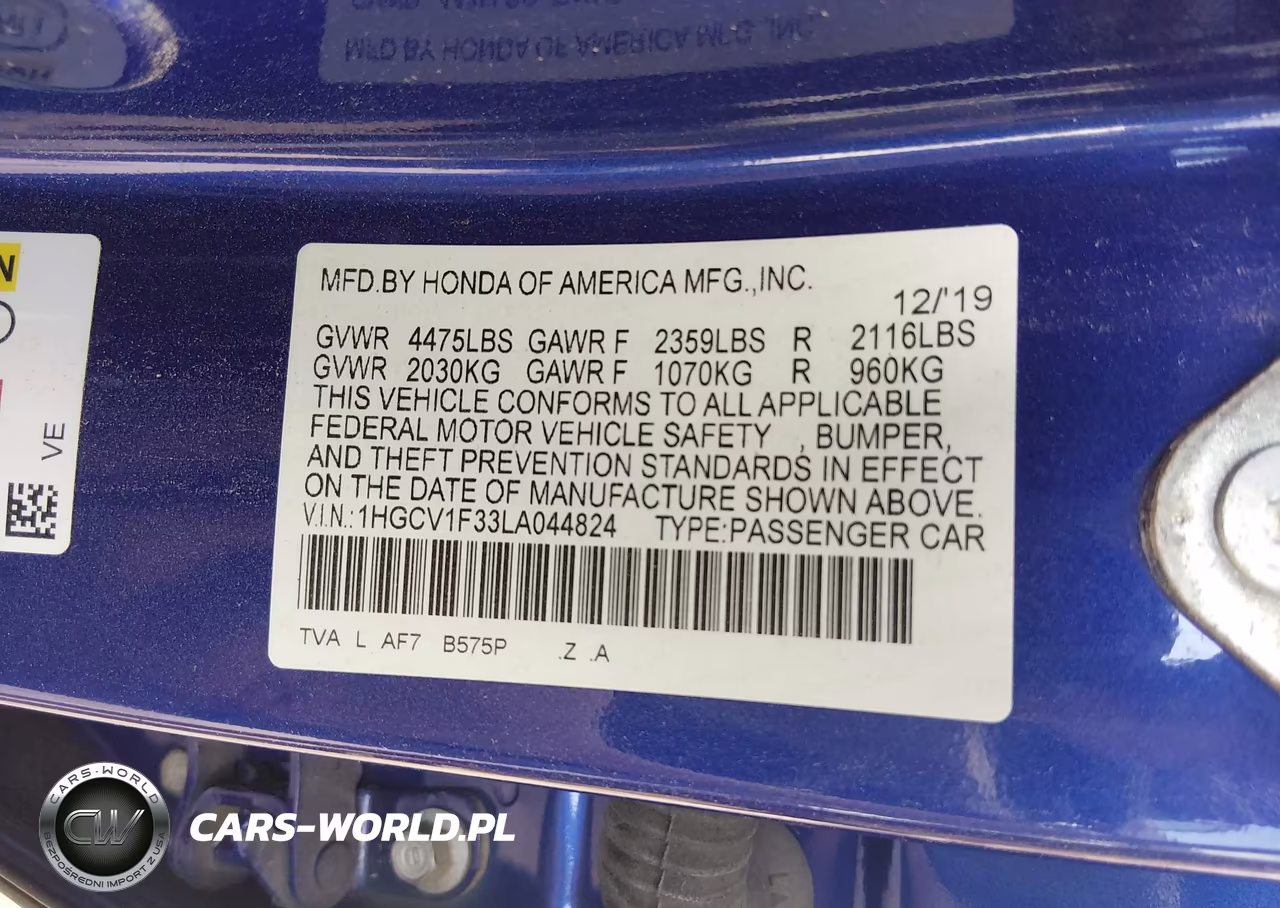 2020 Honda Accord Sport VIN:1HGCV1F33LA044824 - 9