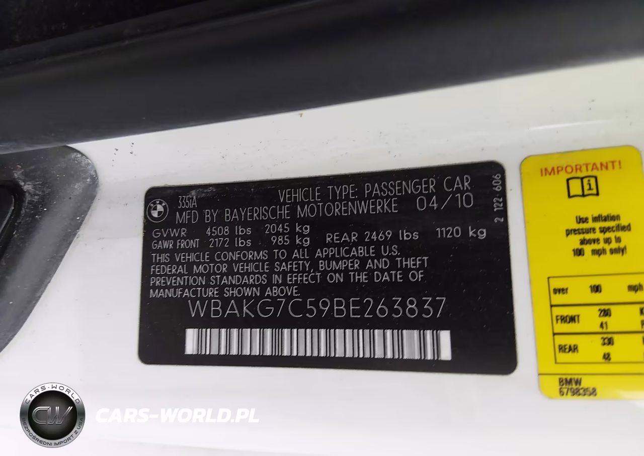 2011 BMW 335I VIN:WBAKG7C59BE263837 - 9