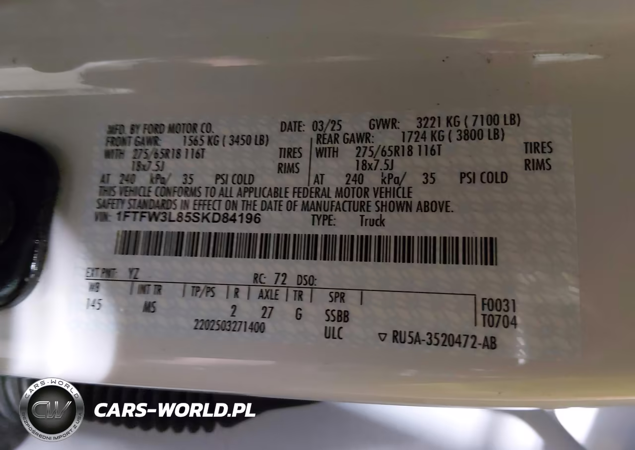 2025 Ford F-150 Xlt VIN:1FTFW3L85SKD84196 - 9