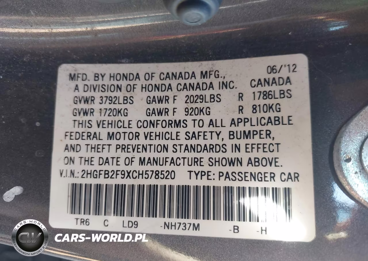 2012 Honda Civic Ex-L VIN:2HGFB2F9XCH578520 - 9