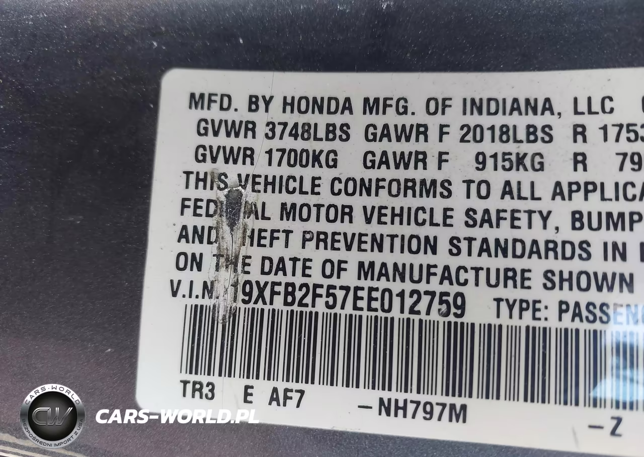 2014 Honda Civic Lx VIN:19XFB2F57EE012759 - 9