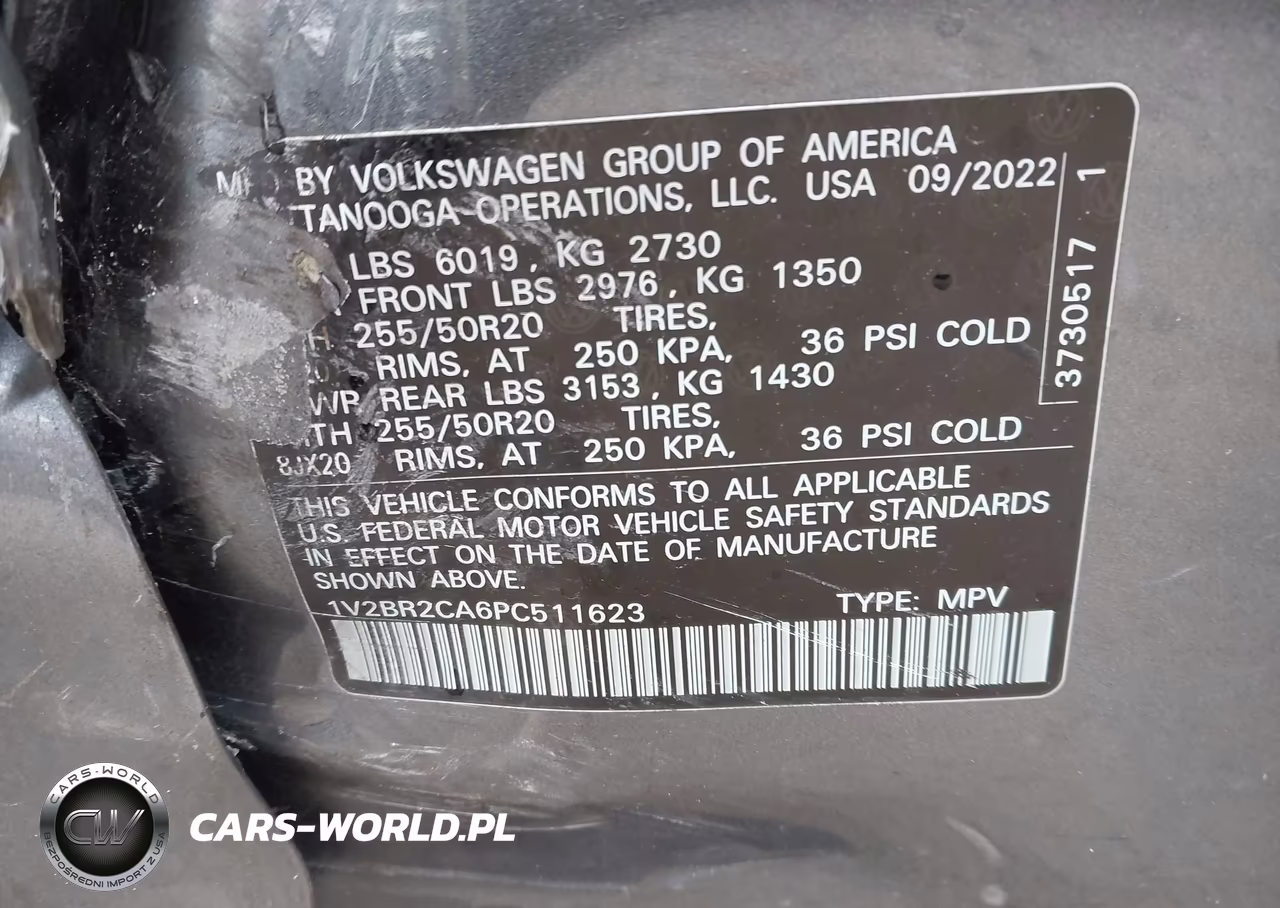 2023 Volkswagen Atlas 3.6L V6 Sel VIN:1V2BR2CA6PC511623 - 9