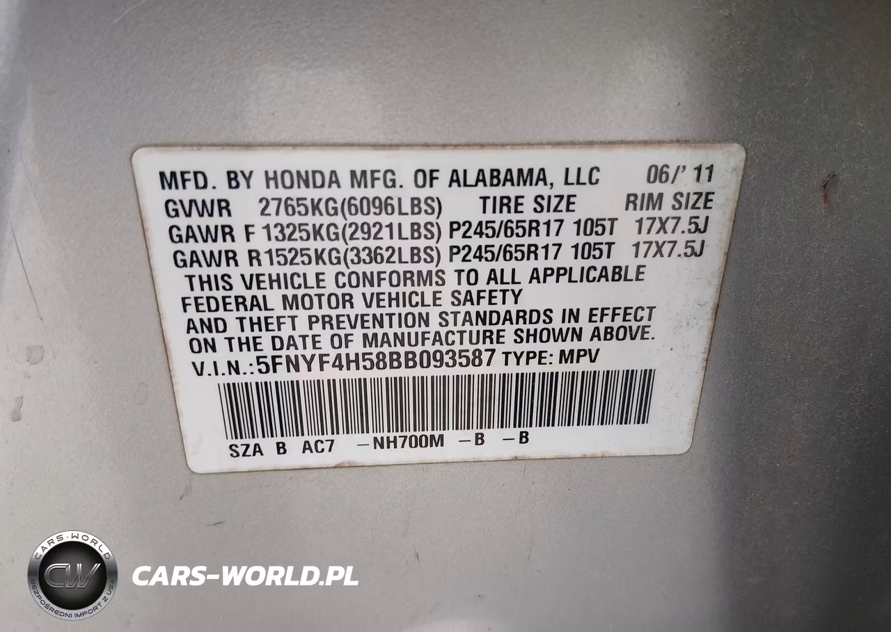 2011 Honda Pilot Ex-L VIN:5FNYF4H58BB093587 - 9