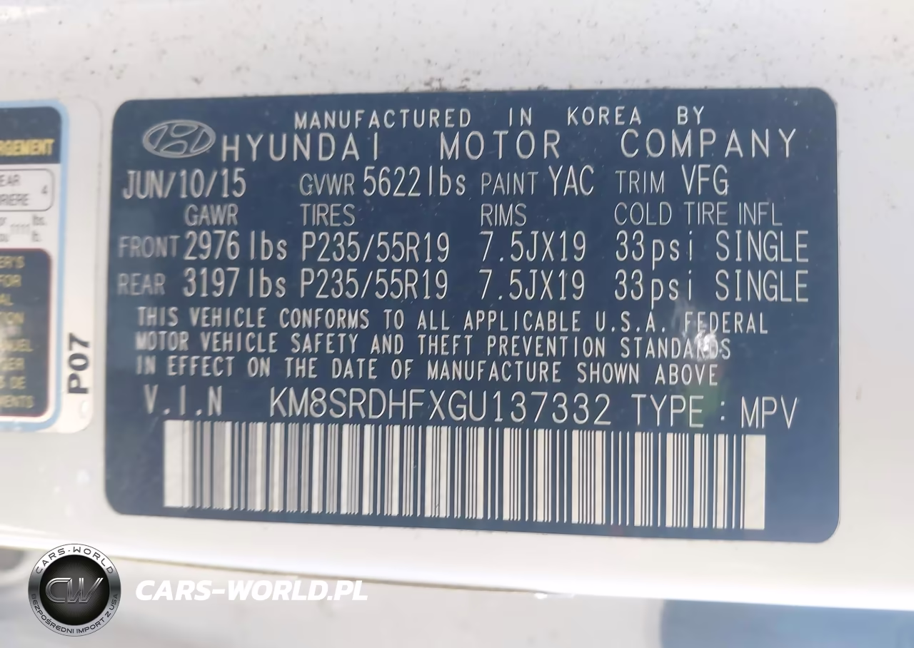2016 Hyundai Santa Fe Limited VIN:KM8SRDHFXGU137332 - 9