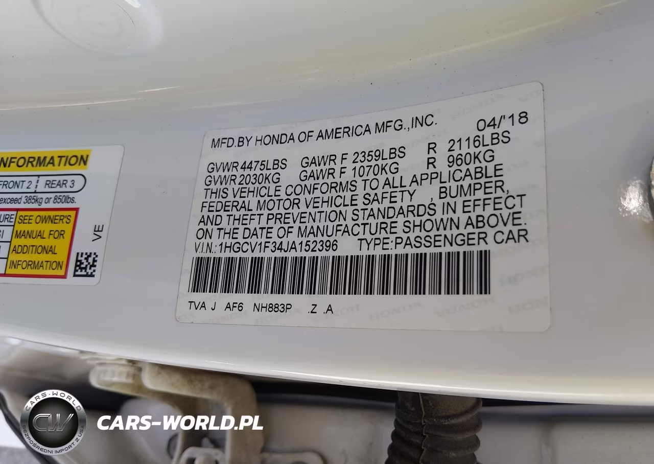 HONDA ACCORD SPO VIN:1HGCV1F34JA152396 - 9