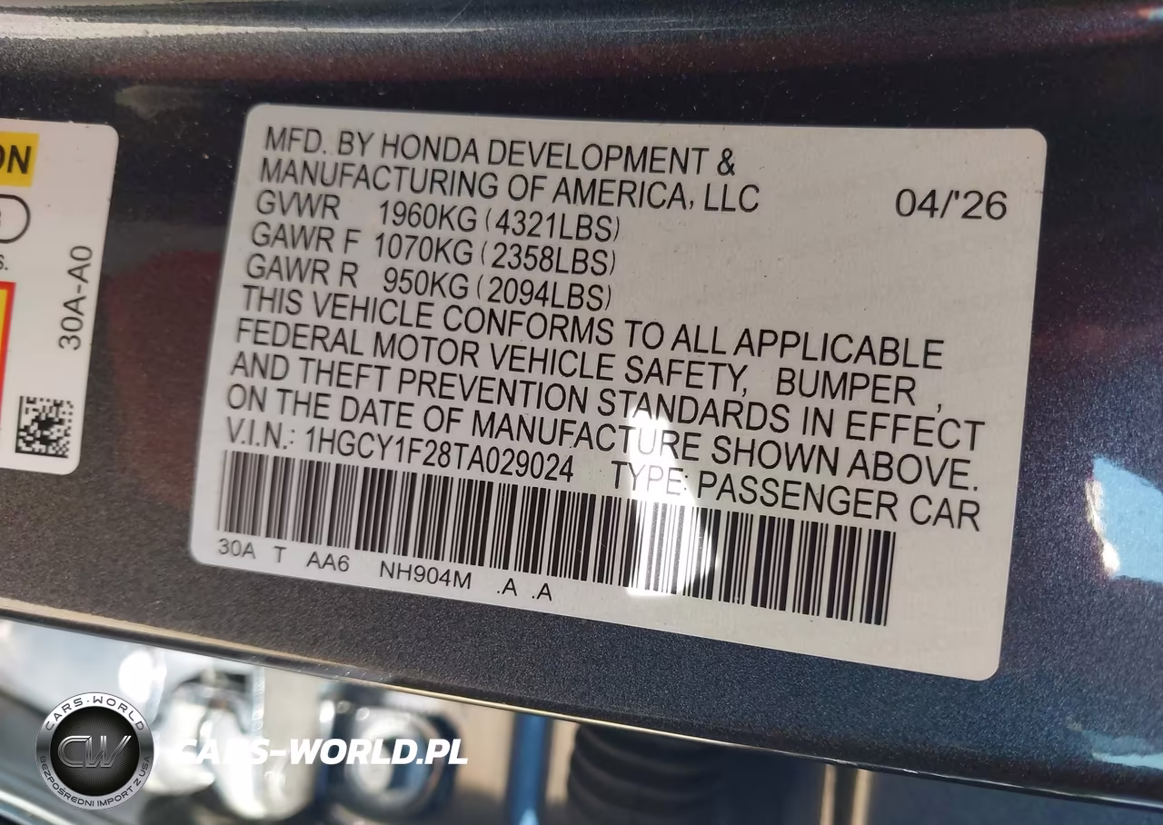 2026 Honda Accord Lx VIN:1HGCY1F28TA029024 - 9