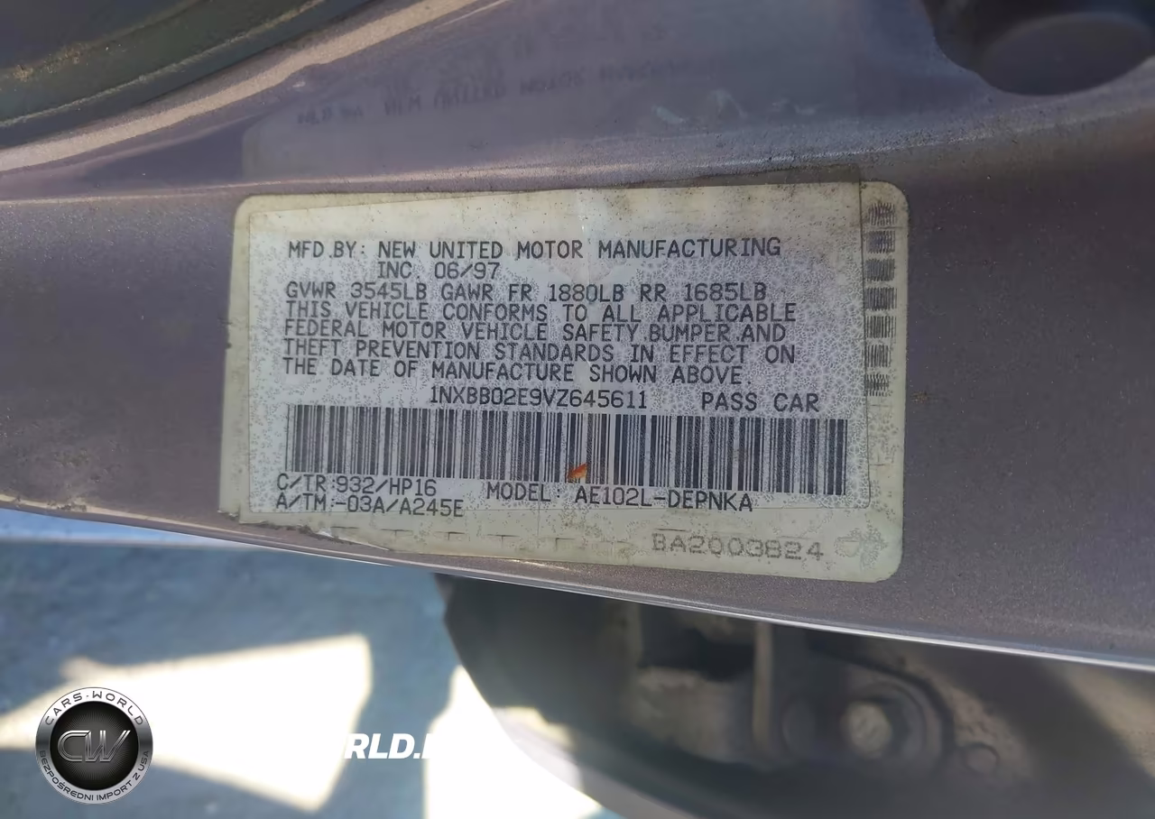 1997 Toyota Corolla Dx VIN:1NXBB02E9VZ645611 - 9