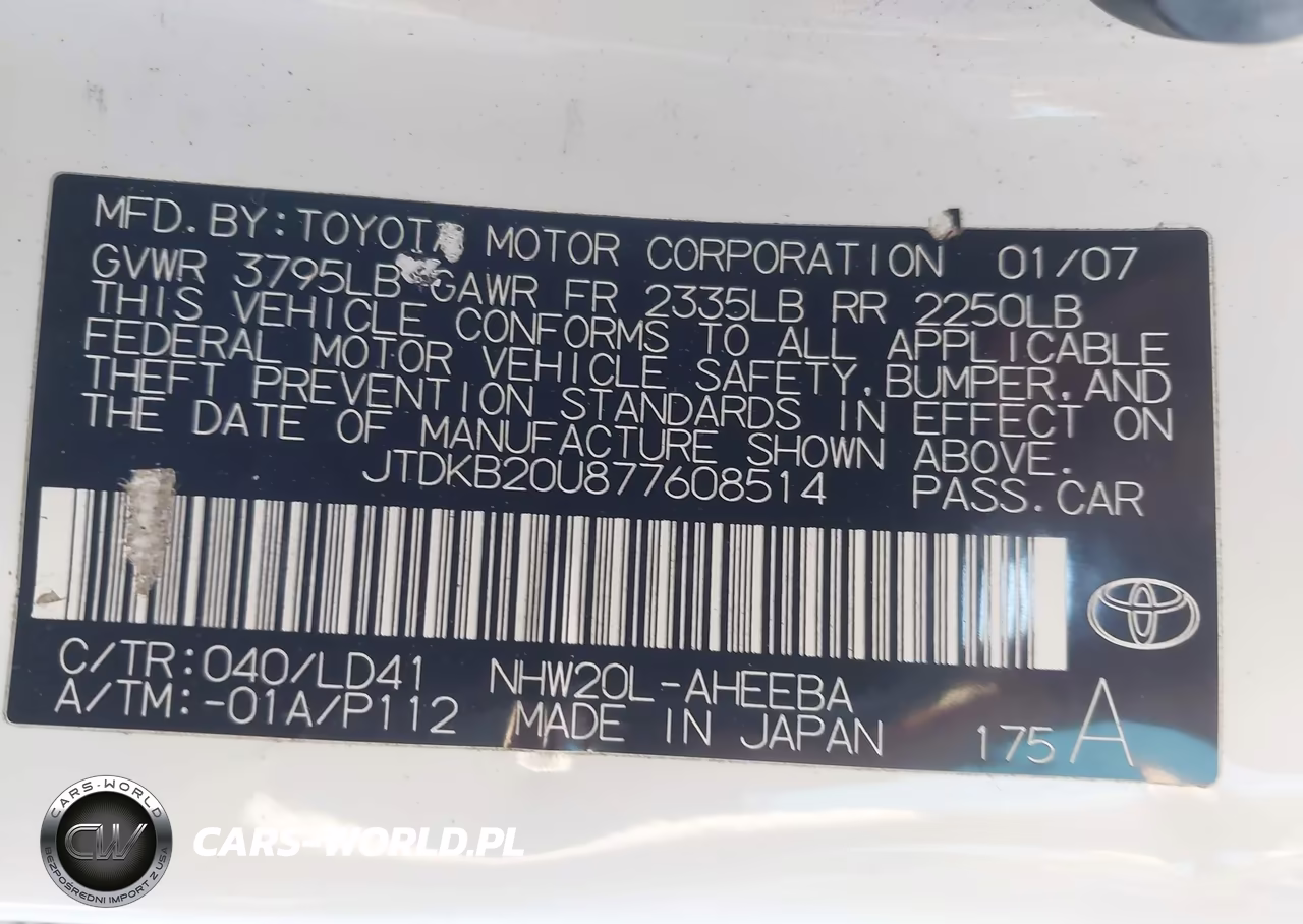 2007 Toyota Prius VIN:JTDKB20U877608514 - 9