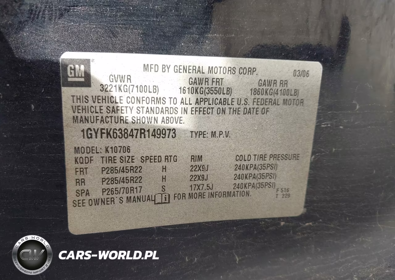 2007 Cadillac Escalade Standard VIN:1GYFK63847R149973 - 9