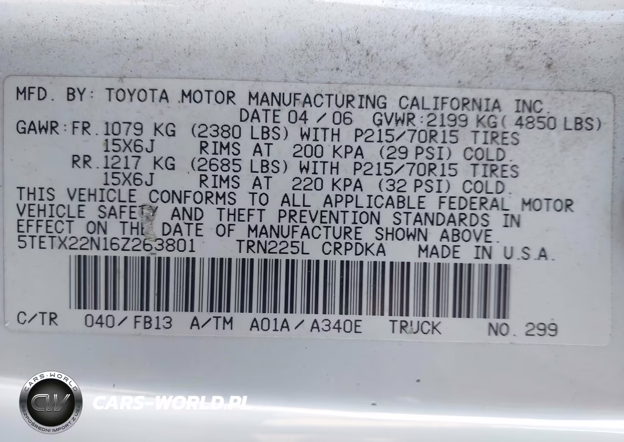 2006 Toyota Tacoma VIN:5TETX22N16Z263801 - 9